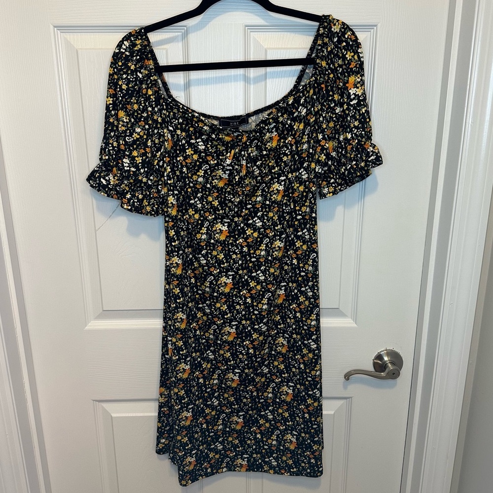 Vibe Sportswear Black Floral Dress